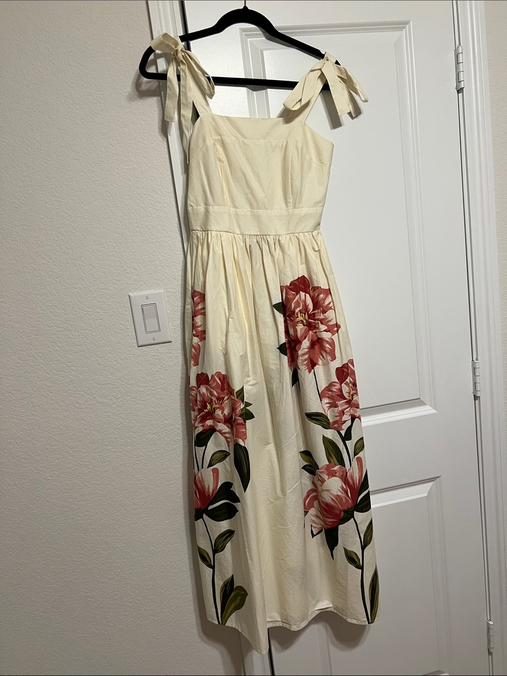 Joie Cream Smocked Bodice Sundress with Tie Straps